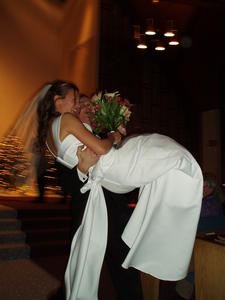 At the end, Andrew swooped her off her feet and carried her down the aisle!