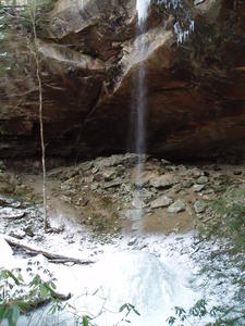 Our first glimpse of Yahoo Falls in ice.