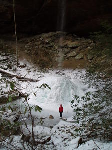 Daniel exploring the base of the ice.