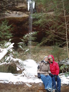 Daniel and Kristina enjoying the view, with Yahoo Falls behind them.