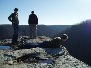 Daniel, Lucas, and David checking out the view down...