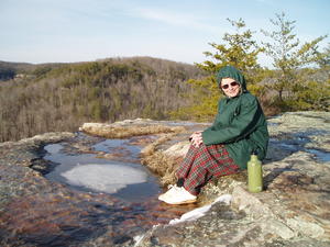 Daniel's Mom getting some sunshine on her face.