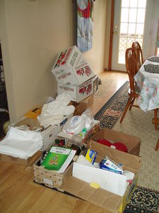 This is what our dining room looks like after a cooking class...
