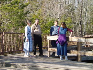 Another hike! This time with Daniel's parents and a whole group from Somerset, out to Blue Heron Coal Mining Camp and overlook. Here, Kristina B. talks with Daniel and his parents.