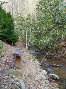 The creek looked like this as it flowed by our cabin on Friday morning.