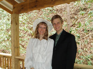 The two of us on the porch at the cabin.