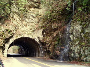The tunnel with the waterfall made a unique photo.