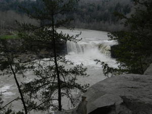 Cumberland Falls still at flood stage.