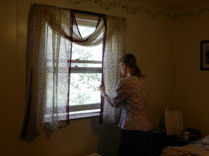 There they are--in our bedroom! You can faintly see the stenciling on the walls, too.