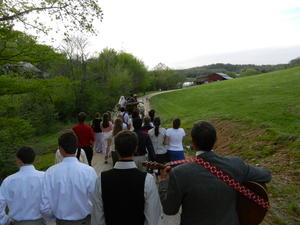 We followed them down the road at a fairly quick pace, singing more songs.