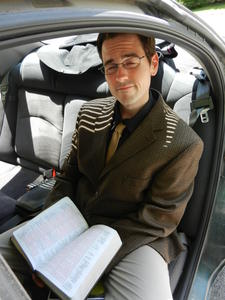 David doing some Bible reading in the car...