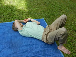 Daniel enjoying a few moments of rest before we headed out for a hike.