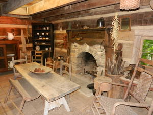 Inside of Tom Sawyer's cabin.