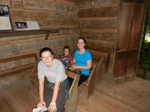 Danielle, Hannah, and Heather in the old schoolhouse.