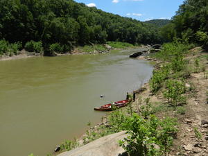 View from on top a boulder along the river.