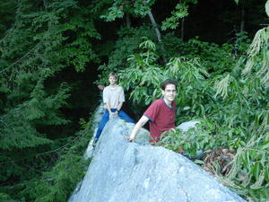 Climbing around the rocks on our way back.