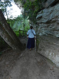 Kim hiking away--she does amazing on these trails!