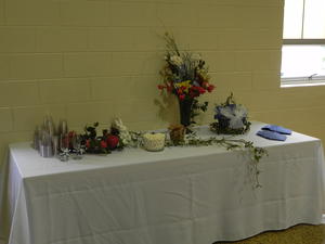 Refreshments table nearly ready.