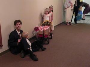 Bible boy and Flower Girls waiting for their turn to enter.