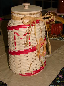 A basket that Kristina made during a craft class--it's actually a cookie jar, and now she does her best to keep it full of cookies! Yum, yum... :)