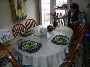 Our simple, but yummy Sabbath meal. :) (and our last meal with Thanksgiving decorations)