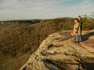 The day was beautiful and warm, so we took Kimberly on a hike out to Buzzard Rock. The trees look bare without their leaves!