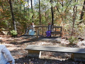 Sharing nature lessons together at the outdoor theater.