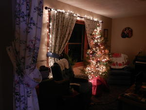 After stringing the lights over the window, the living room was complete!