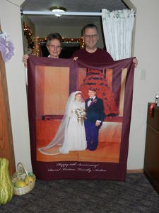 Their anniversary gift from us, Timothy and Andrew. They were so surprised!