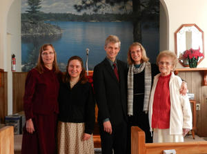 Teresa and Kim came up to join us for Christmas. This is all of us with our friend, Irene.