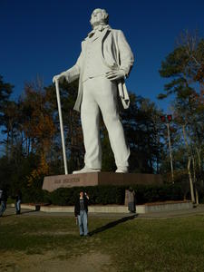 David and Kristina (on the phone) standing in front of Mr Houston.