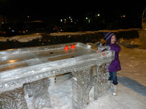 Air Hockey Table--also carved from ice.