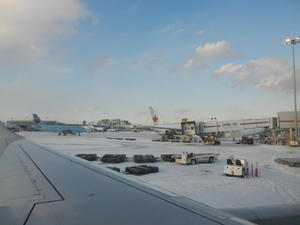 The end of January, Kristina flew to Saskatchewan for Rose and Gordon's marriage renewal ceremony. This was her view in Toronto, where she changed planes. 