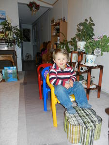 Gerald playing train.