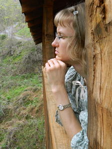 Kristina absorbed in the view. She was SO happy to see some mountains again!!