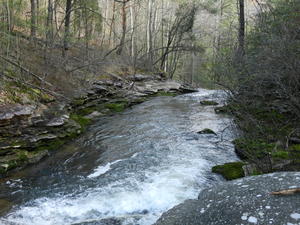 The creek going over the falls.