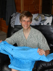 Pajamas that Kristina sewed for him.