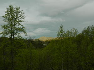 Another day at our cabin--this time with cloud covered hills. We weren't sure how much views we'd get to see today!