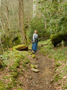 Our destination was further up the trail--to the top of Trillium Gap, and from there to the top of Brushy Mountain. Kristina wanted some good mountain veiws. :)