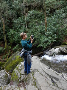 Daniel pausing for another photo along the creek.