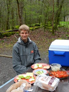 We ate a picnic lunch between rainstorms. :) Ended up finishing our last few bites in the car when it started raining again.