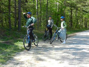 Checking out a point of interest along the way. 