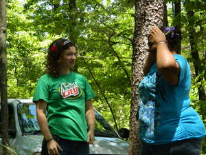 Danielle talking to a friend.