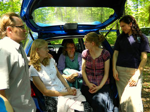 Kristina visiting with her girls, and David Y--Melissa's husband.