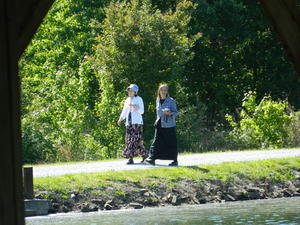 The two moms walking together
