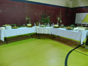 The reception serving tables.