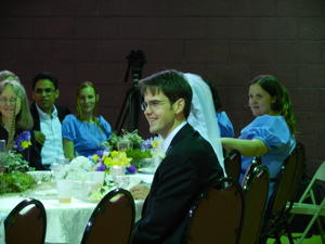 The wedding party table.