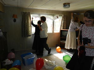 But our work wasn't finished! After they left, we rounded up some of our friends and drove to David and Kristina A's trailer where they would be living after their honeymoon.