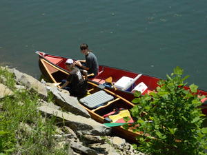 Then they looked back down at Kristina and Siobhan, who were waiting for them in the river.