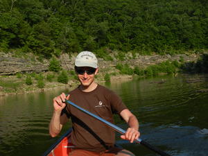 Daniel paddling away.